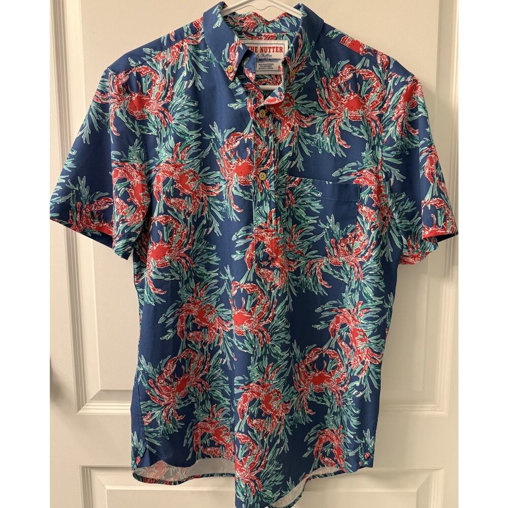 The Nutter By Chubbies Mens Short Sleeve Button Down Shirt Red Crabs Hawaiian SM